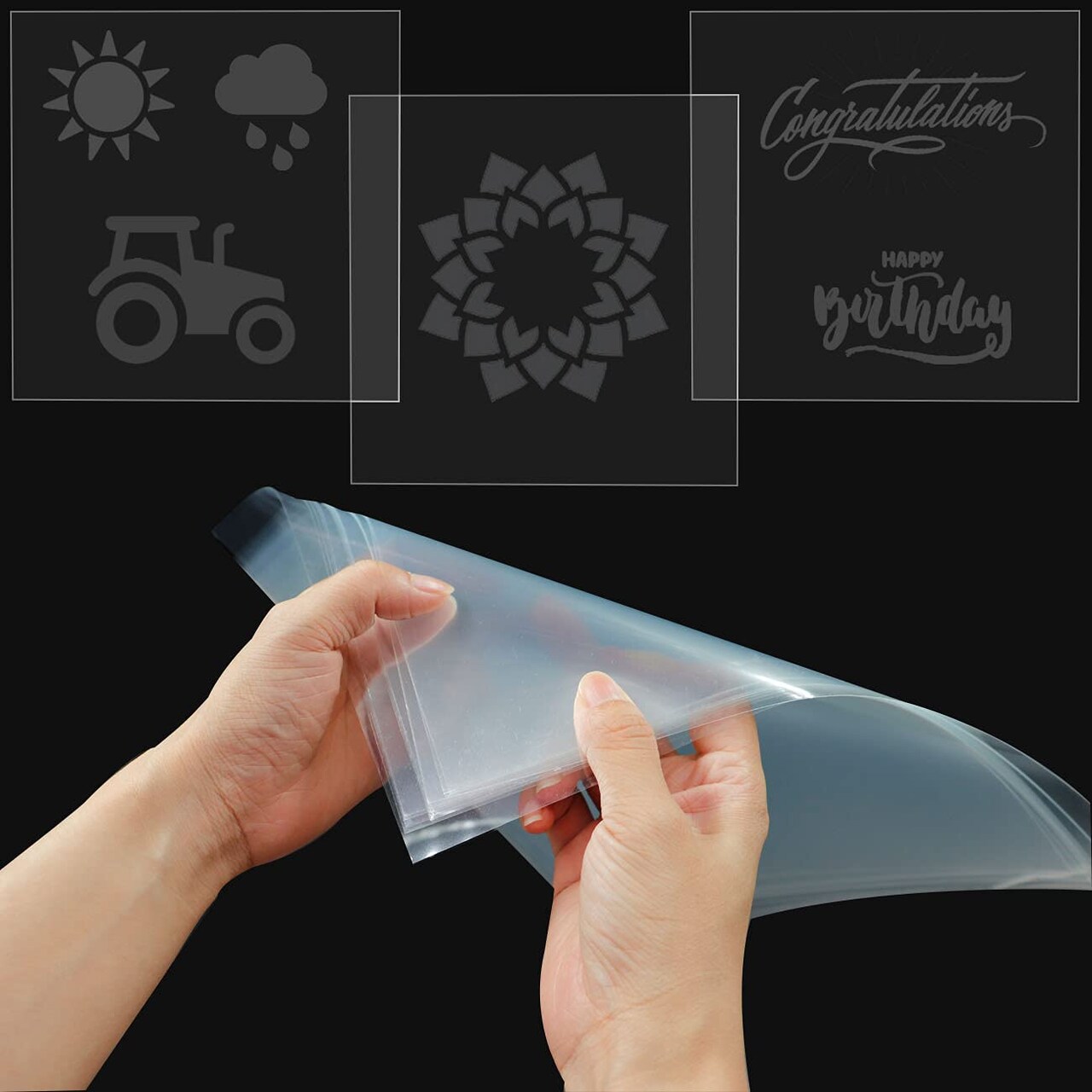 24 Pieces 4 Mil Clear Mylar Stencil Sheets, 12" x 12" Blank Reusable Plastic Template Sheets for Cricut, Laser Cutting, Gyro-Cut Tool Template Material